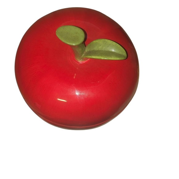 Red Apple-Shaped Ceramic Container - Picture 2 of 4